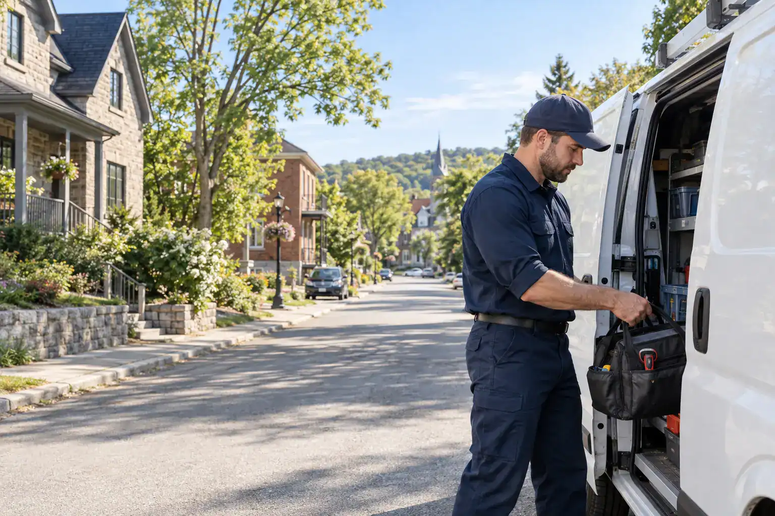 North Shore plumber preparing equipment for a service call